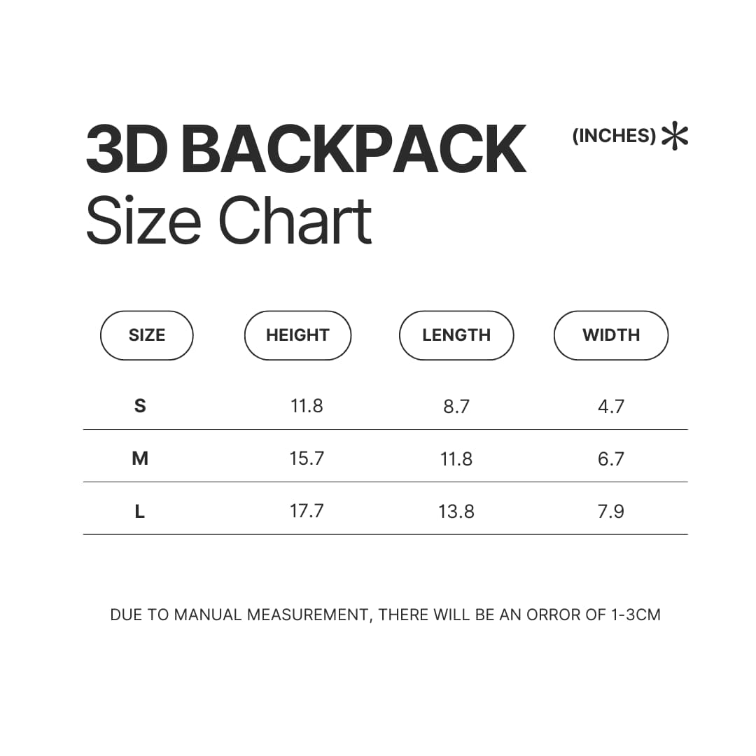 3D Backpack Size Chart - Insane Clown Posse Store