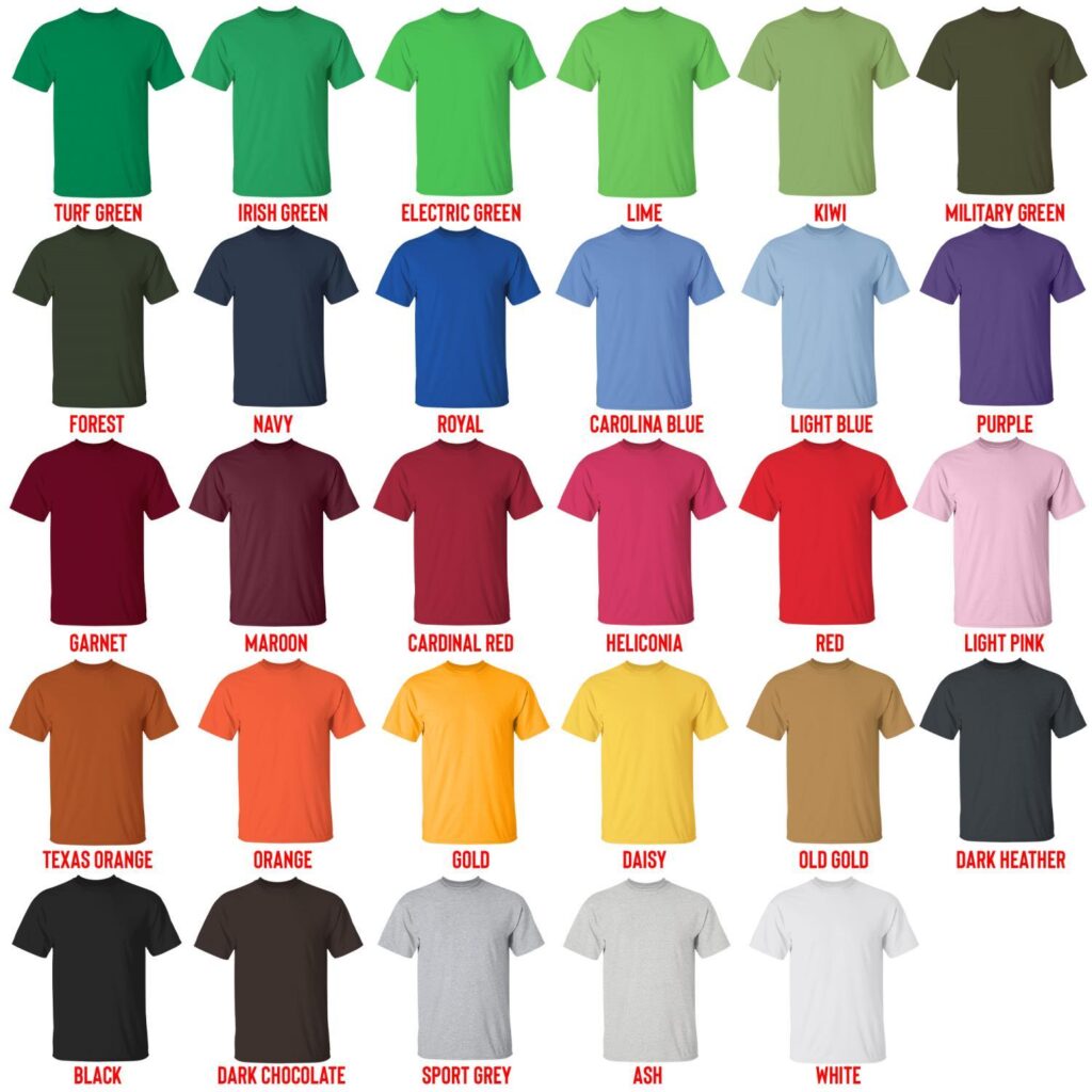 t shirt color chart - Insane Clown Posse Store