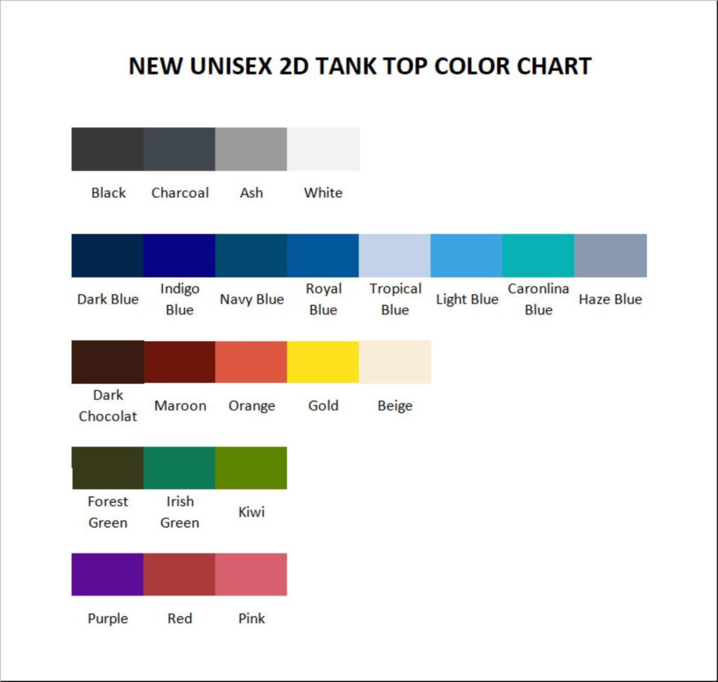 tank top color chart - Insane Clown Posse Store